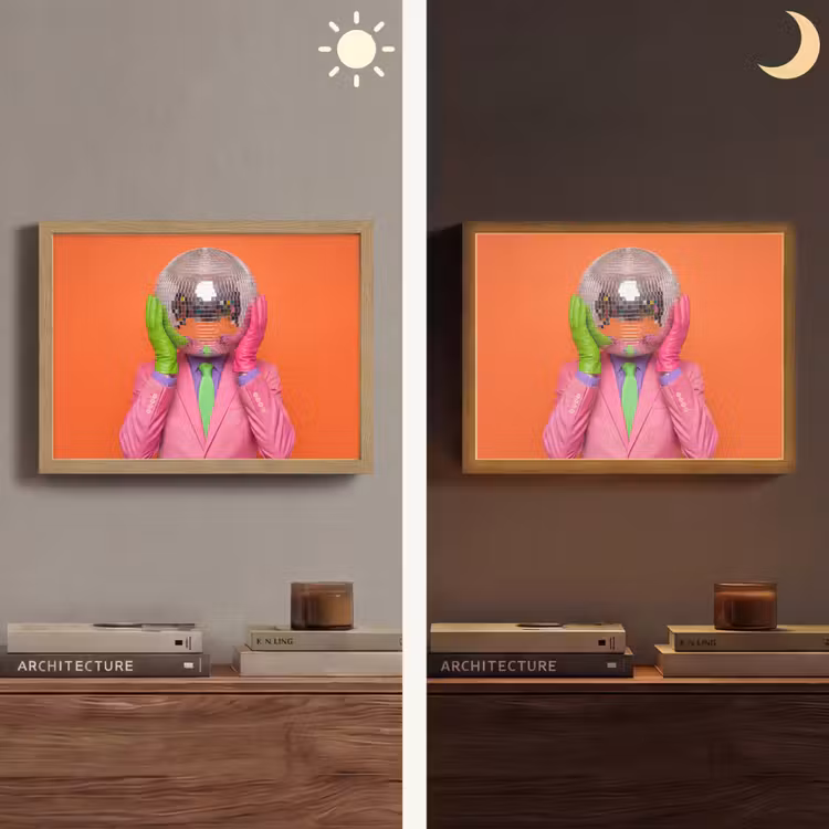 Kunst - Disco bal - Kleurrijk - Modern - Studio Light Box met batterij (Wandlamp) middel -sfeer3