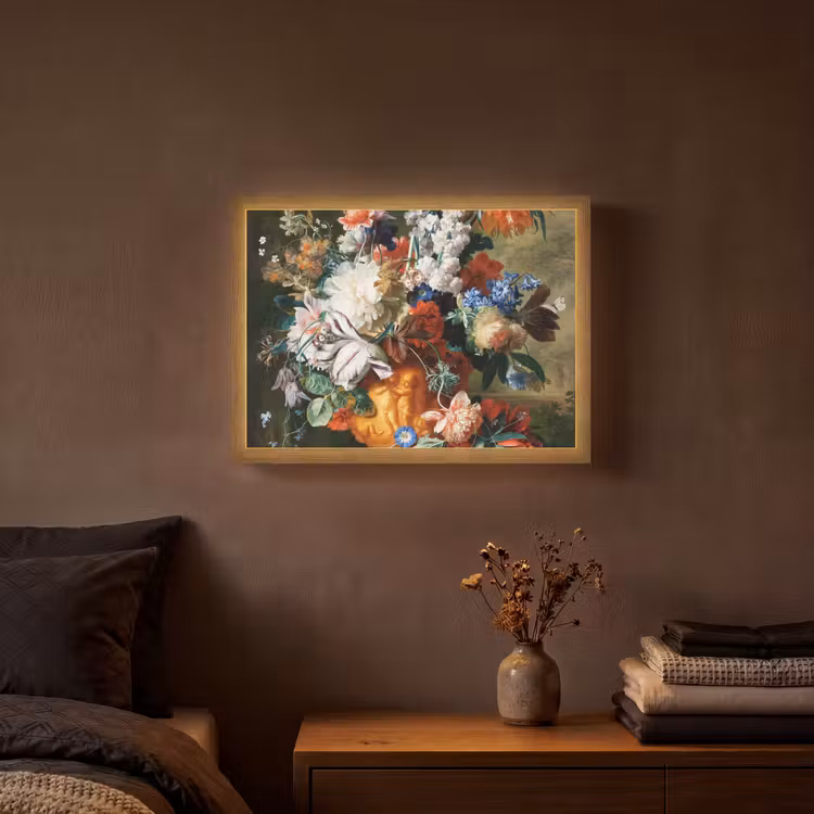 Kunst - Oude meesters - Boeket bloemen in een urn Light Box met batterij (Wandlamp) middel -sfeer4