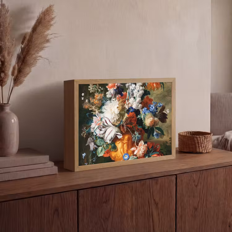 Kunst - Oude meesters - Boeket bloemen in een urn Light Box met batterij (Wandlamp) middel -sfeer2