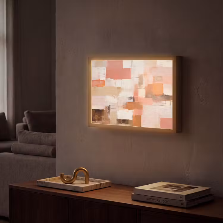 Kunst - Roze - Abstract Light Box met batterij (Wandlamp) middel -sfeer1