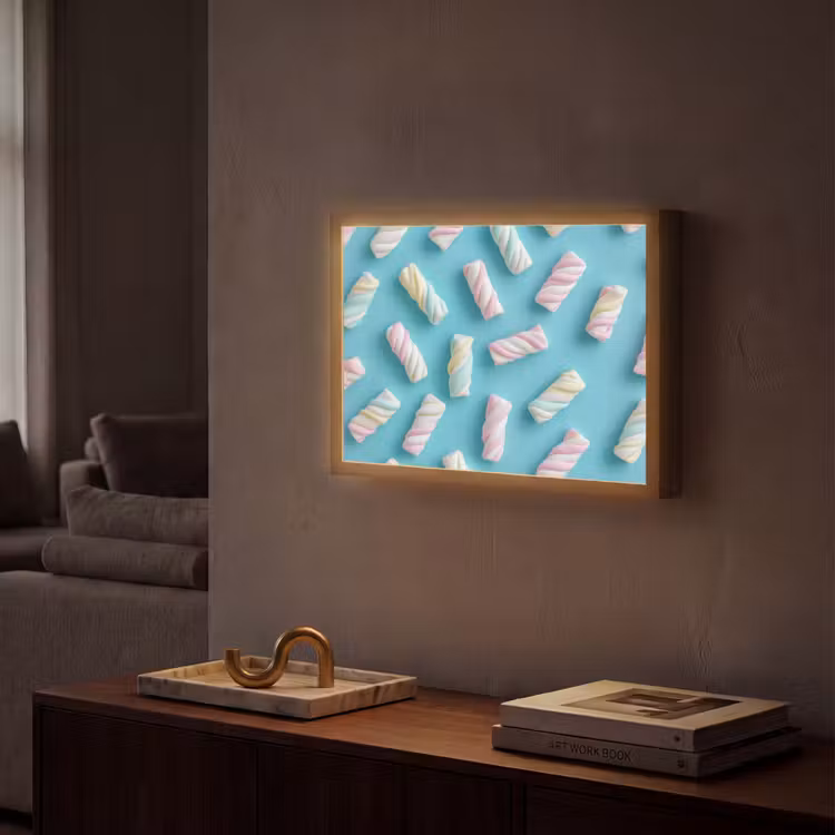 Spekjes - Pastel - Snoep - Blauw Light Box met batterij (Wandlamp) middel -sfeer1