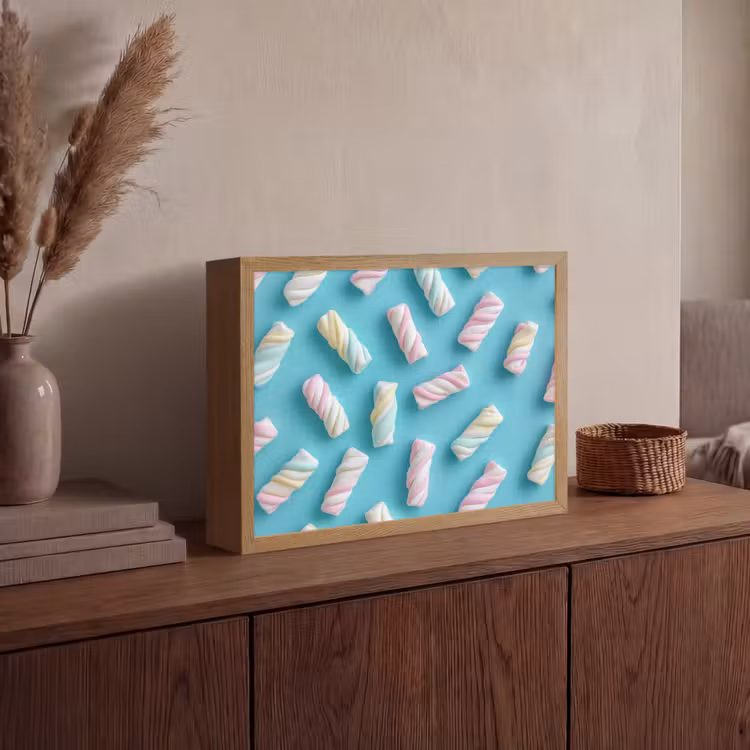 Spekjes - Pastel - Snoep - Blauw Light Box met batterij (Wandlamp) middel -sfeer2