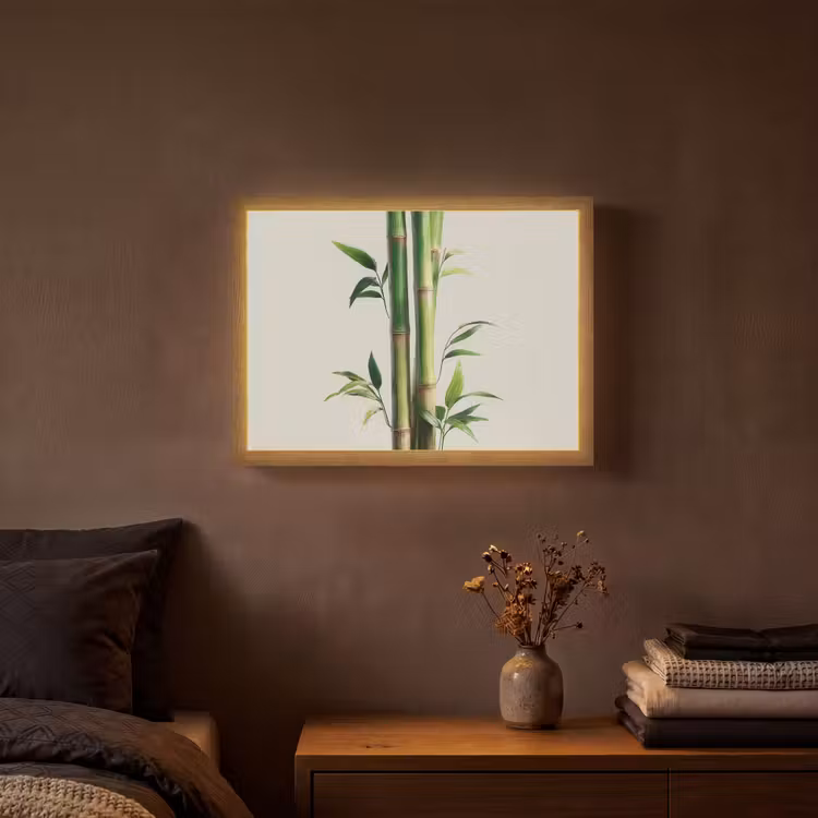Bamboestengels - Sierlijk - Groen Light Box met batterij (Wandlamp) middel -sfeer4