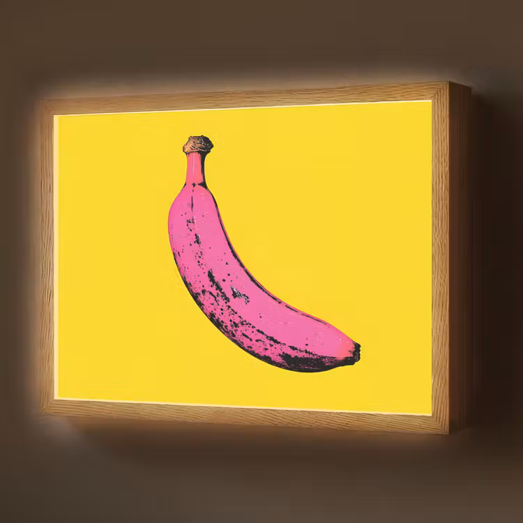 Banaan - Grafisch - Geel Light Box met batterij (Wandlamp) middel -z3d_website