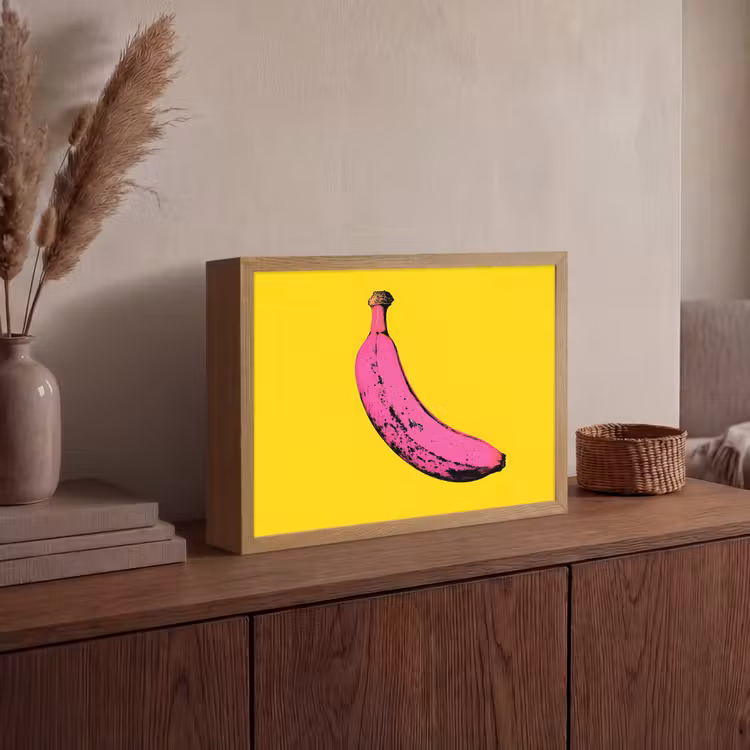 Banaan - Grafisch - Geel Light Box met batterij (Wandlamp) middel -sfeer2