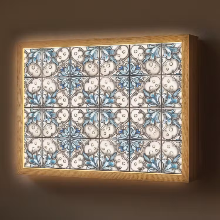 Barok - Tegel - Kleurrijk Light Box met batterij (Wandlamp) middel 907 -z3d_website