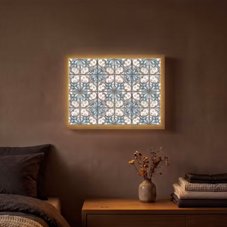 Barok - Tegel - Kleurrijk Light Box met batterij (Wandlamp) middel 907 -sfeer4