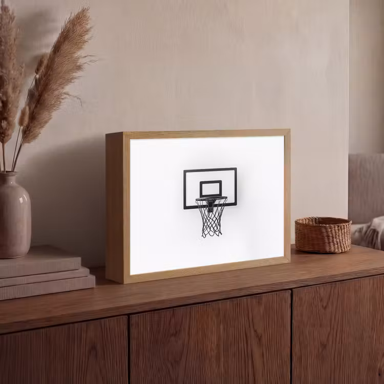Basketbalbord - Minimalistisch - Zwart Light Box met batterij (Wandlamp) middel -sfeer2