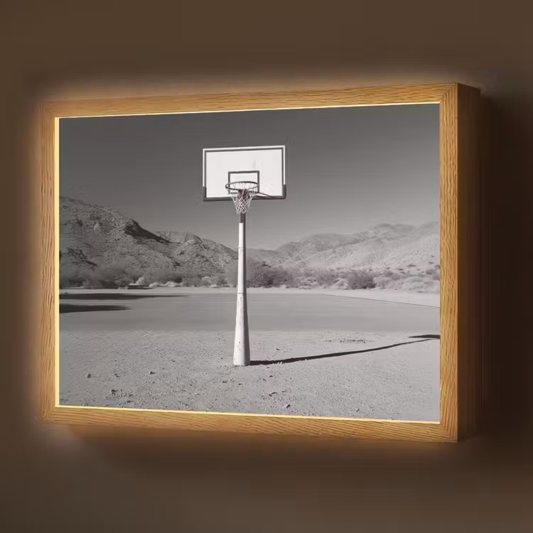 Basketbalpaal - Landschap - Zand - Wit Light Box met batterij (Wandlamp) middel -z3d_website