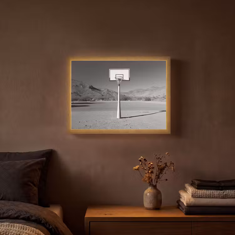 Basketbalpaal - Landschap - Zand - Wit Light Box met batterij (Wandlamp) middel -sfeer4