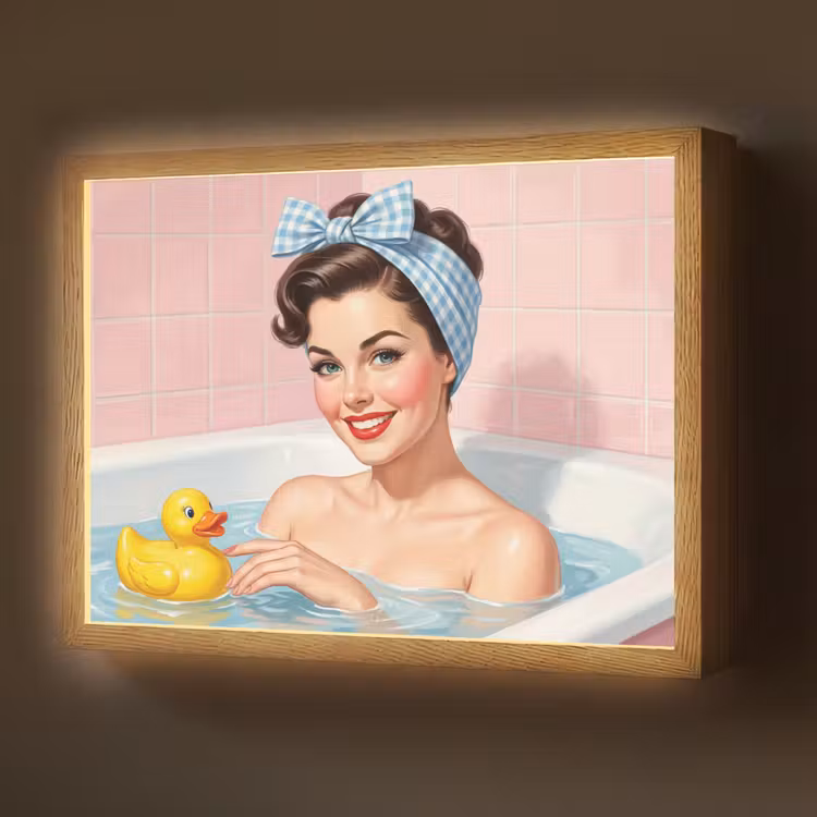 Badkamer - Eend - Blauw Light Box met batterij (Wandlamp) middel -z3d_website
