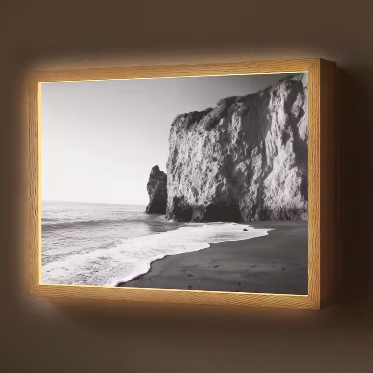 Strand - Klif - Golven - Voetstappen Light Box met batterij (Wandlamp) middel -z3d_website