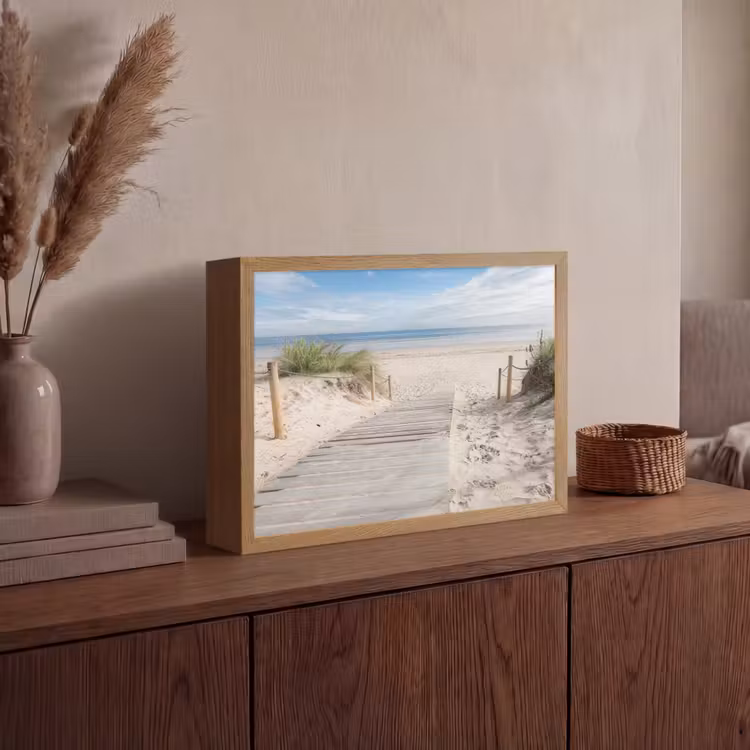 Strand - Pad - Duinen - Zee - Zomer Light Box met batterij (Wandlamp) middel -sfeer2