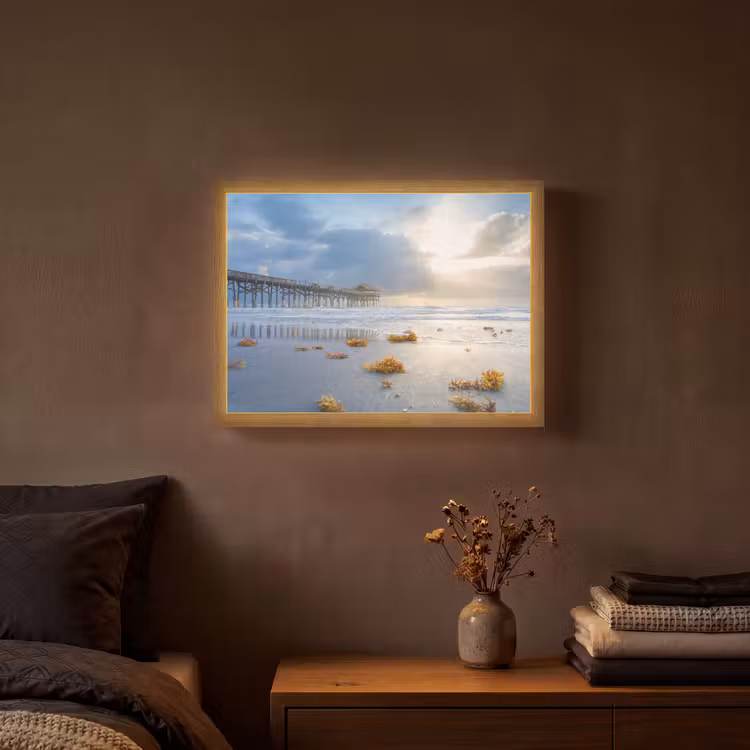 Strand - Pier - Zeewier - Zee - Zomer Light Box met batterij (Wandlamp) middel -sfeer4