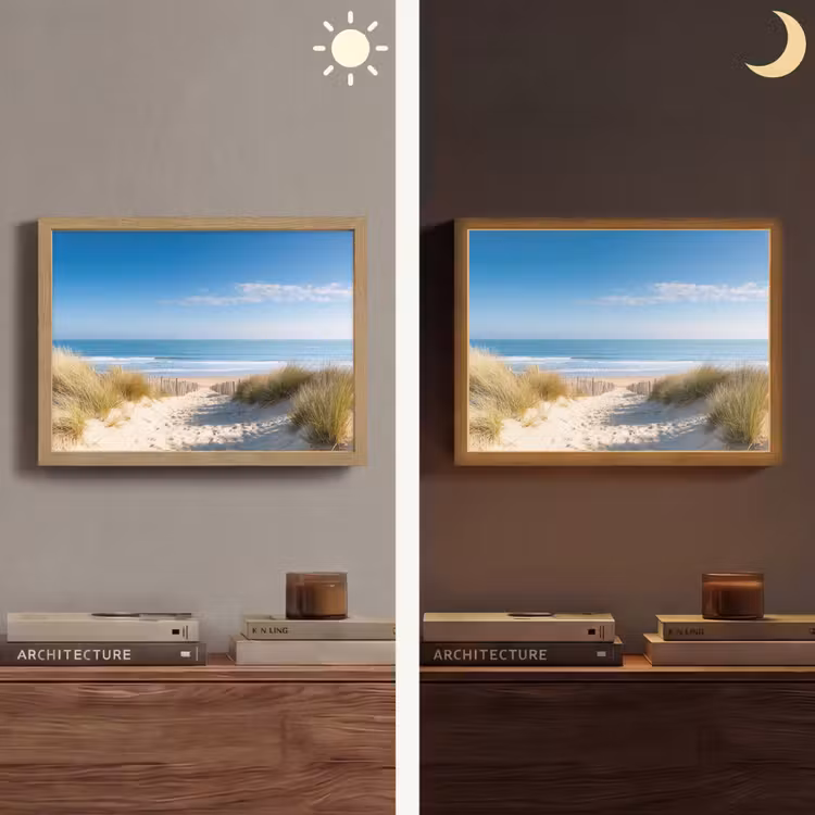 Strand - Zee - Duin - Zand - Zomer Light Box met batterij (Wandlamp) middel -sfeer3
