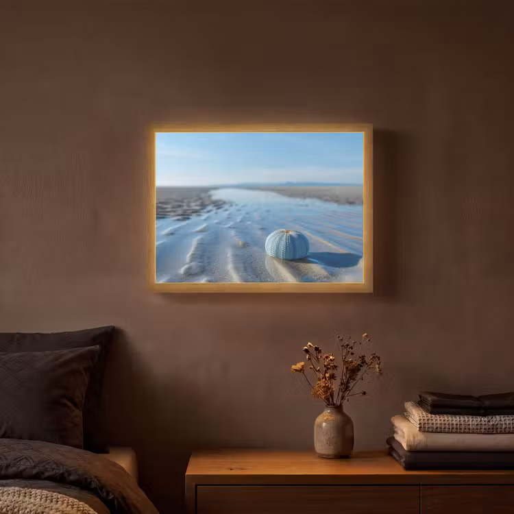 Strand - Schild - Water - Blauw Light Box met batterij (Wandlamp) middel -sfeer4