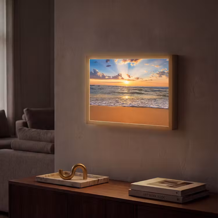 Strand - Zonsondergang - Zee - Wolken - Horizon Light Box met batterij (Wandlamp) middel -sfeer1