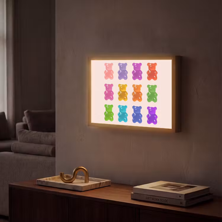 Beer - Kleurrijk - Snoep Light Box met batterij (Wandlamp) middel -sfeer1