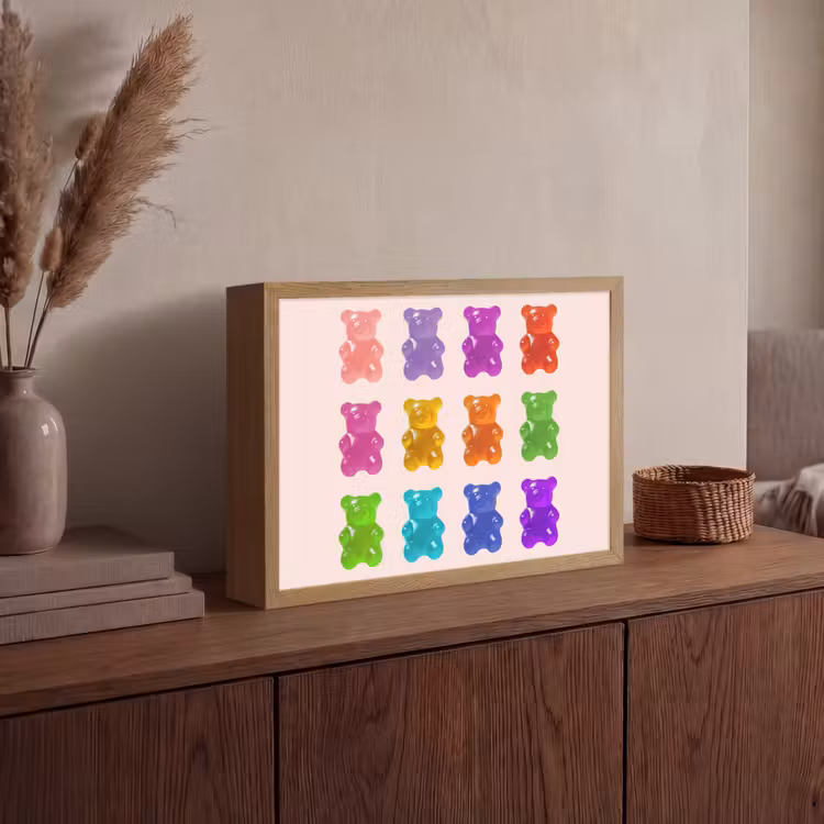 Beer - Kleurrijk - Snoep Light Box met batterij (Wandlamp) middel -sfeer2