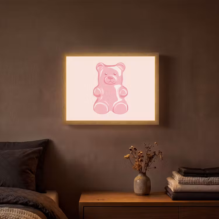 Beer - Roze - Snoep Light Box met batterij (Wandlamp) middel -sfeer4