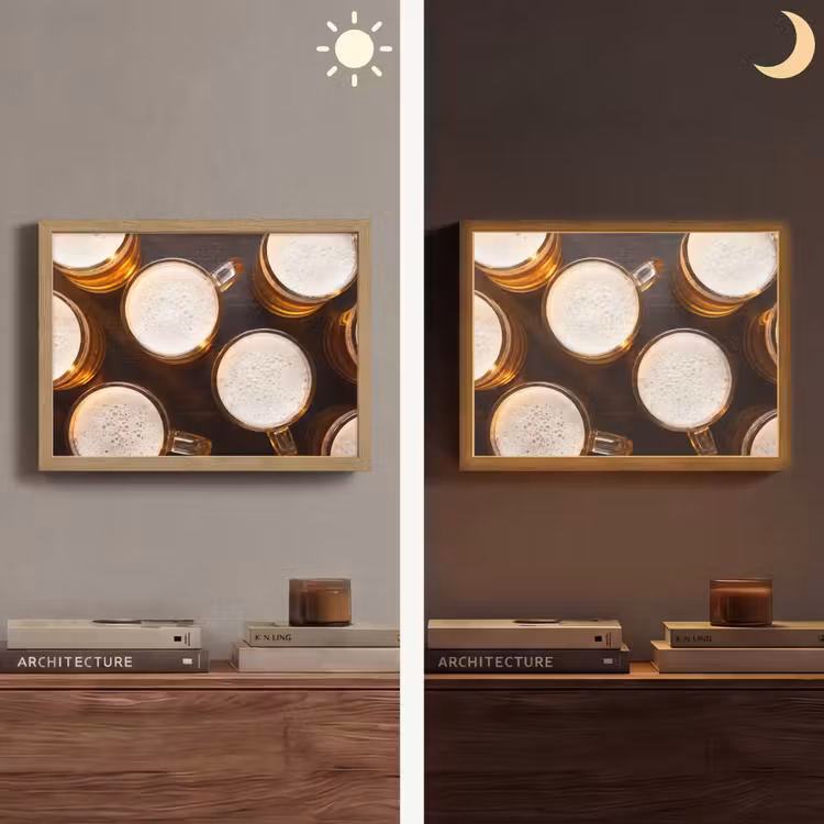 Bier - Glazen - Schuim - Hout - Drank Light Box met batterij (Wandlamp) middel -sfeer3