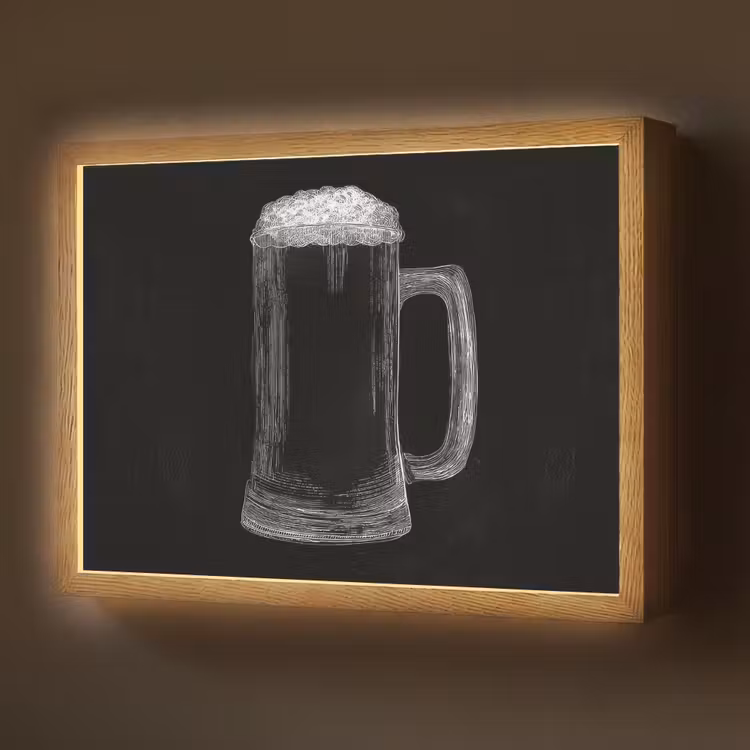 Bierpul - Schuim - Krijttekening Light Box met batterij (Wandlamp) middel -z3d_website