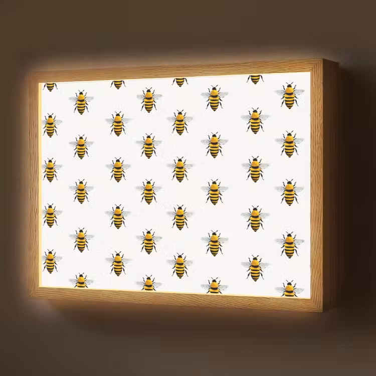 Bijen - Tijdloos - Wit Light Box met batterij (Wandlamp) middel 907 -z3d_website