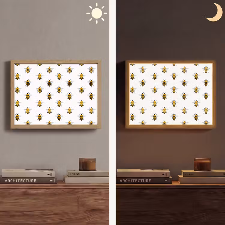 Bijen - Tijdloos - Wit Light Box met batterij (Wandlamp) middel 907 -sfeer3