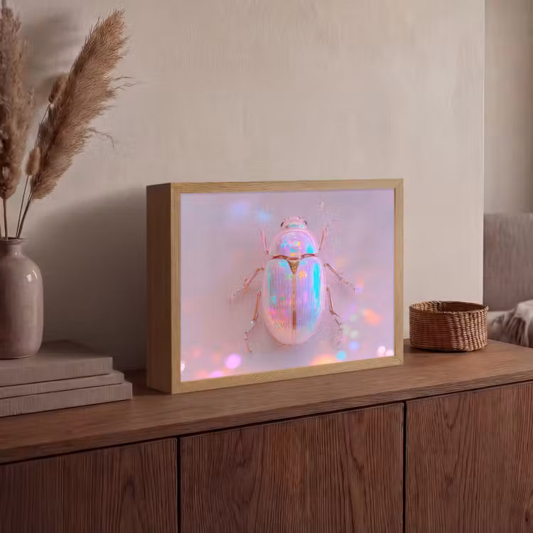 Kever - Metallic - Lichteffect - Roze Light Box met batterij (Wandlamp) middel -sfeer2