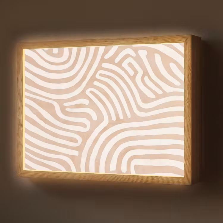 Beige - Aardspatroon Light Box met batterij (Wandlamp) middel -z3d_website