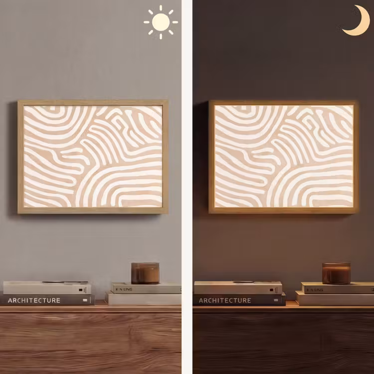 Beige - Aardspatroon Light Box met batterij (Wandlamp) middel -sfeer3
