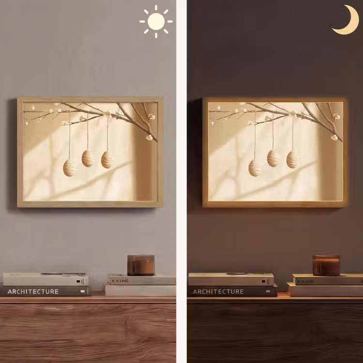 Beige - Paastak - Eieren Light Box met batterij (Wandlamp) middel -sfeer3