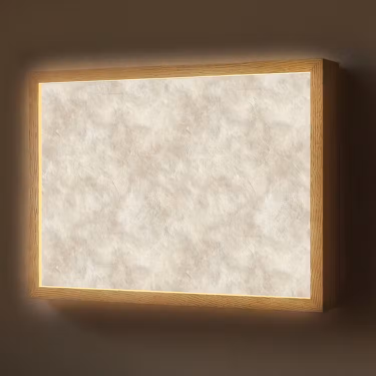 Beige - Reliëfstructuur - Natuursteen Light Box met batterij (Wandlamp) middel 907 -z3d_website