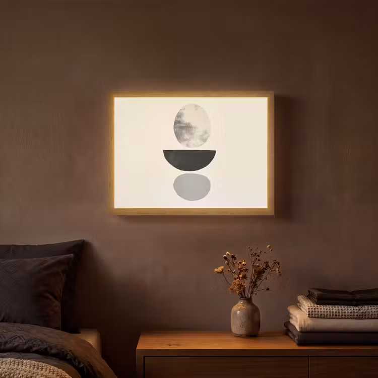 Beige - Japandi - Wabi sabi Light Box met batterij (Wandlamp) middel -sfeer4