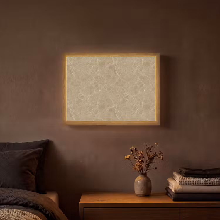 Beige - Marmer - Witte aders Light Box met batterij (Wandlamp) middel 907 -sfeer4