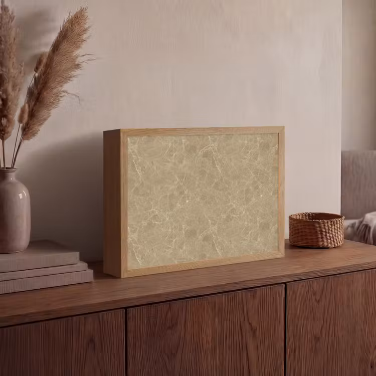 Beige - Marmer - Witte aders Light Box met batterij (Wandlamp) middel 907 -sfeer2