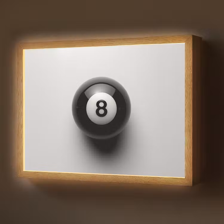 Biljartbal - Getal - Acht - Wit Light Box met batterij (Wandlamp) middel -z3d_website