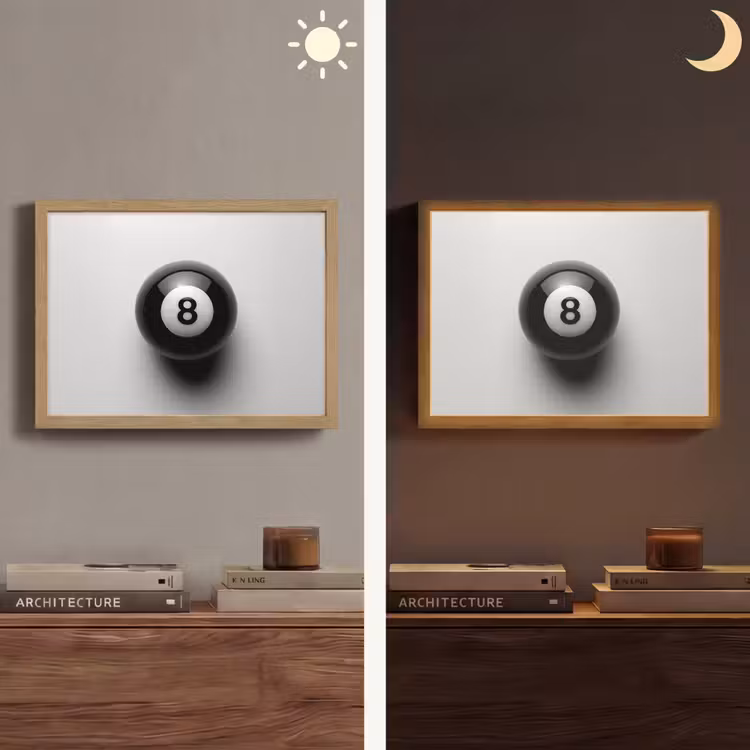 Biljartbal - Getal - Acht - Wit Light Box met batterij (Wandlamp) middel -sfeer3
