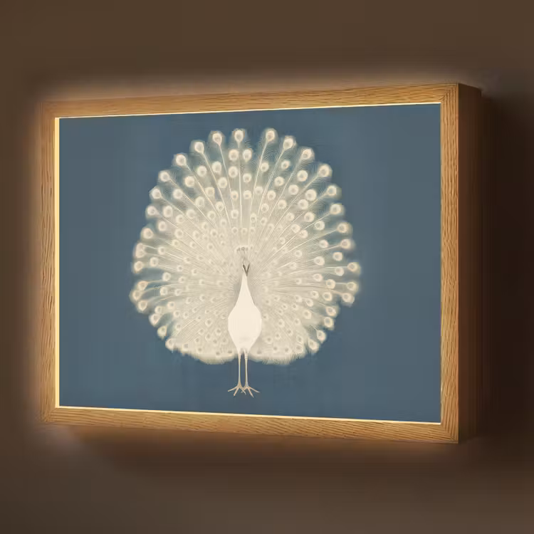 Vogel - Blauw - Vintage Light Box met batterij (Wandlamp) middel -z3d_website