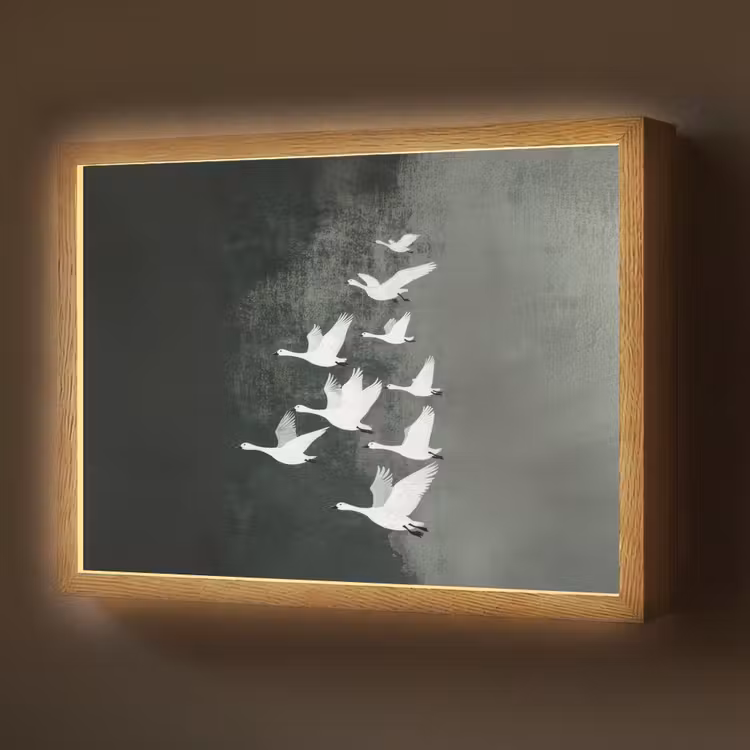Vogel - Japandi - Groen Light Box met batterij (Wandlamp) middel -z3d_website