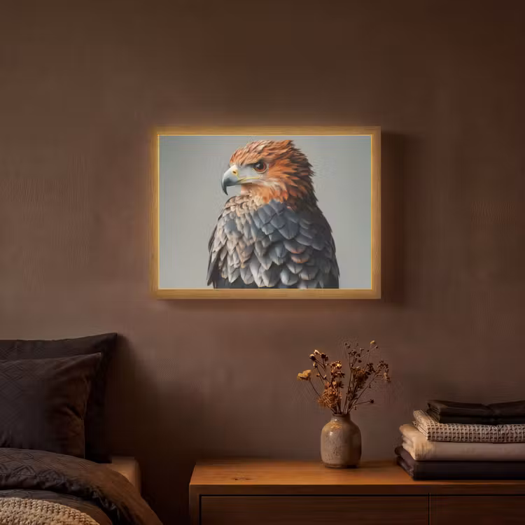 Vogel - Realistisch - Veren - Bruin Light Box met batterij (Wandlamp) middel -sfeer4