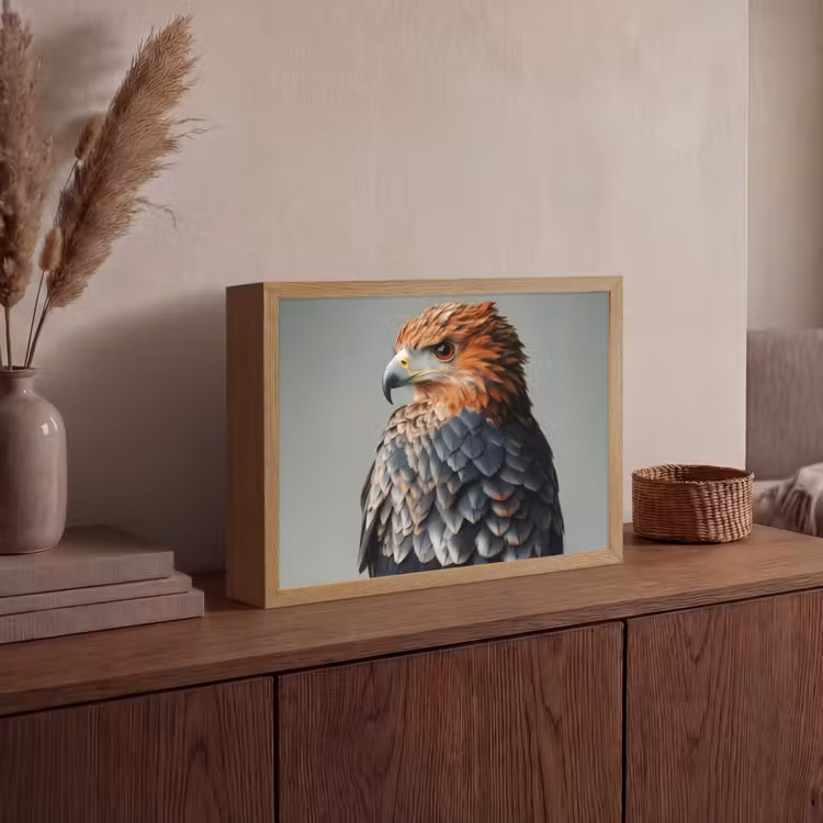 Vogel - Realistisch - Veren - Bruin Light Box met batterij (Wandlamp) middel -sfeer2