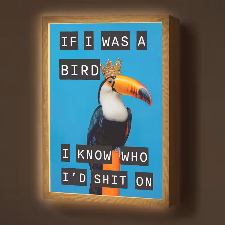 Vogel - Toekan - Blauw - Quotes Light Box met batterij (Wandlamp) middel -z3d_website