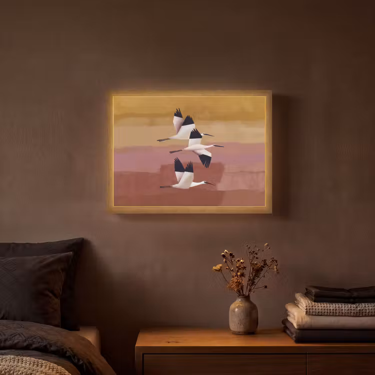 Vogels - Snavel - Abstract Light Box met batterij (Wandlamp) middel -sfeer4