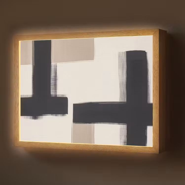 Zwart - Abstract - Japandi Light Box met batterij (Wandlamp) middel -z3d_website