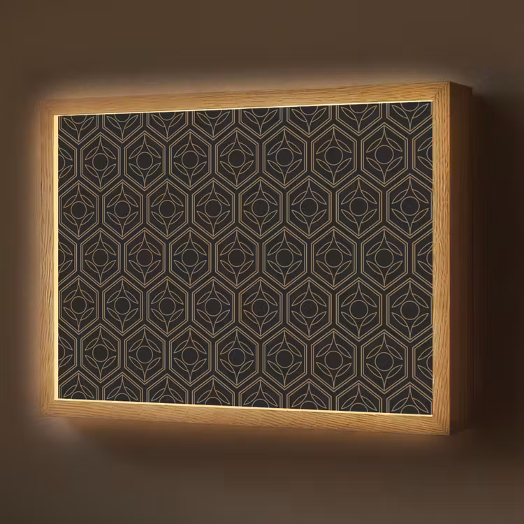 Zwart - Goud - Bloemenkern Light Box met batterij (Wandlamp) middel 907 -z3d_website