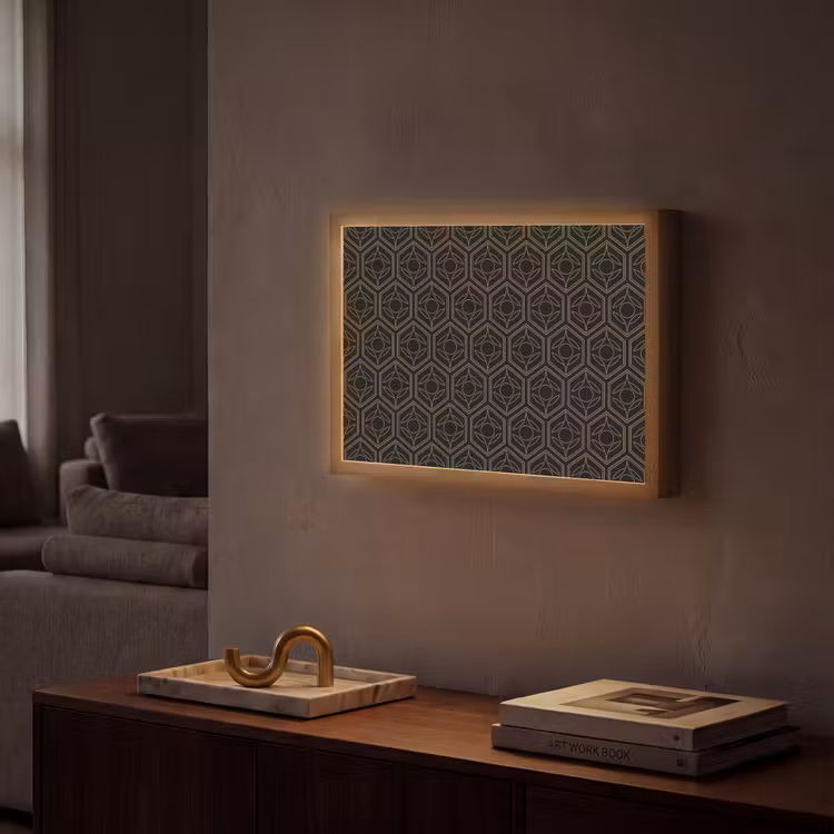 Zwart - Goud - Bloemenkern Light Box met batterij (Wandlamp) middel 907 -sfeer1
