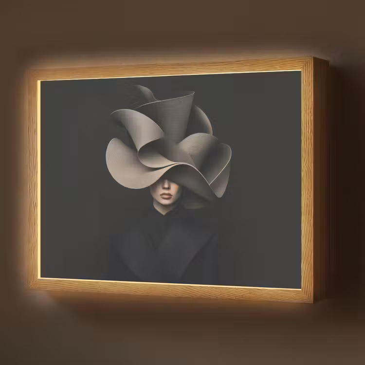Zwarte - Hoed - Vrouw Light Box met batterij (Wandlamp) middel -z3d_website