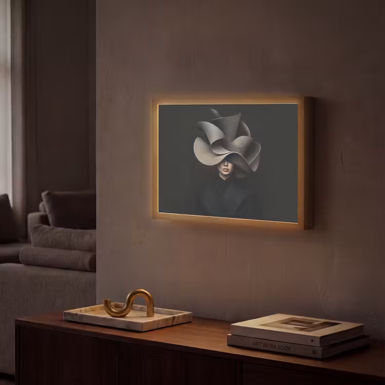 Zwarte - Hoed - Vrouw Light Box met batterij (Wandlamp) middel -sfeer1