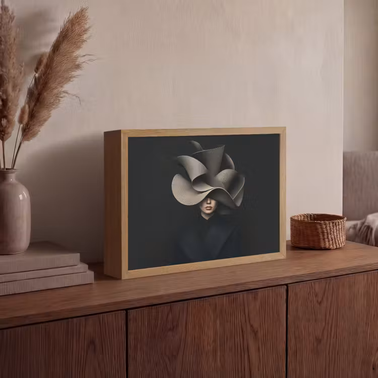 Zwarte - Hoed - Vrouw Light Box met batterij (Wandlamp) middel -sfeer2